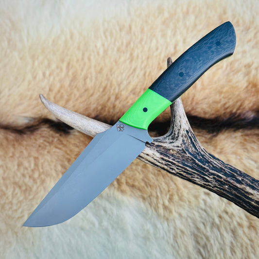 Dark Hunter - Neon Green G10 & Carbon Fiber Handle