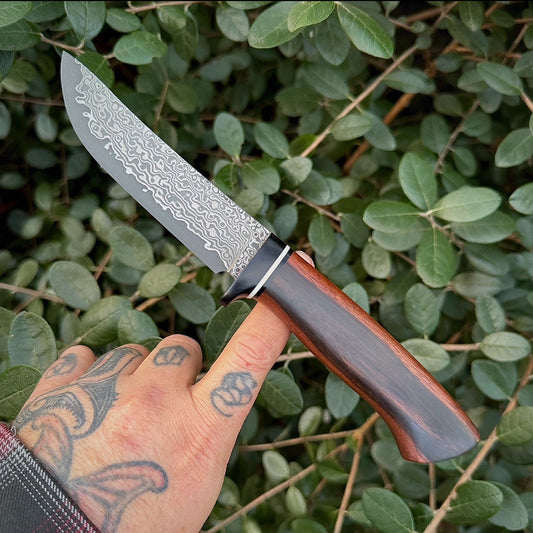 Swayback - Stainless Damascus - Ebony Handle